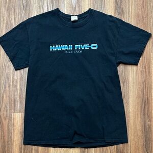 Vintage Hawaii Five-O Film Crew Black Tee with Blue Logo